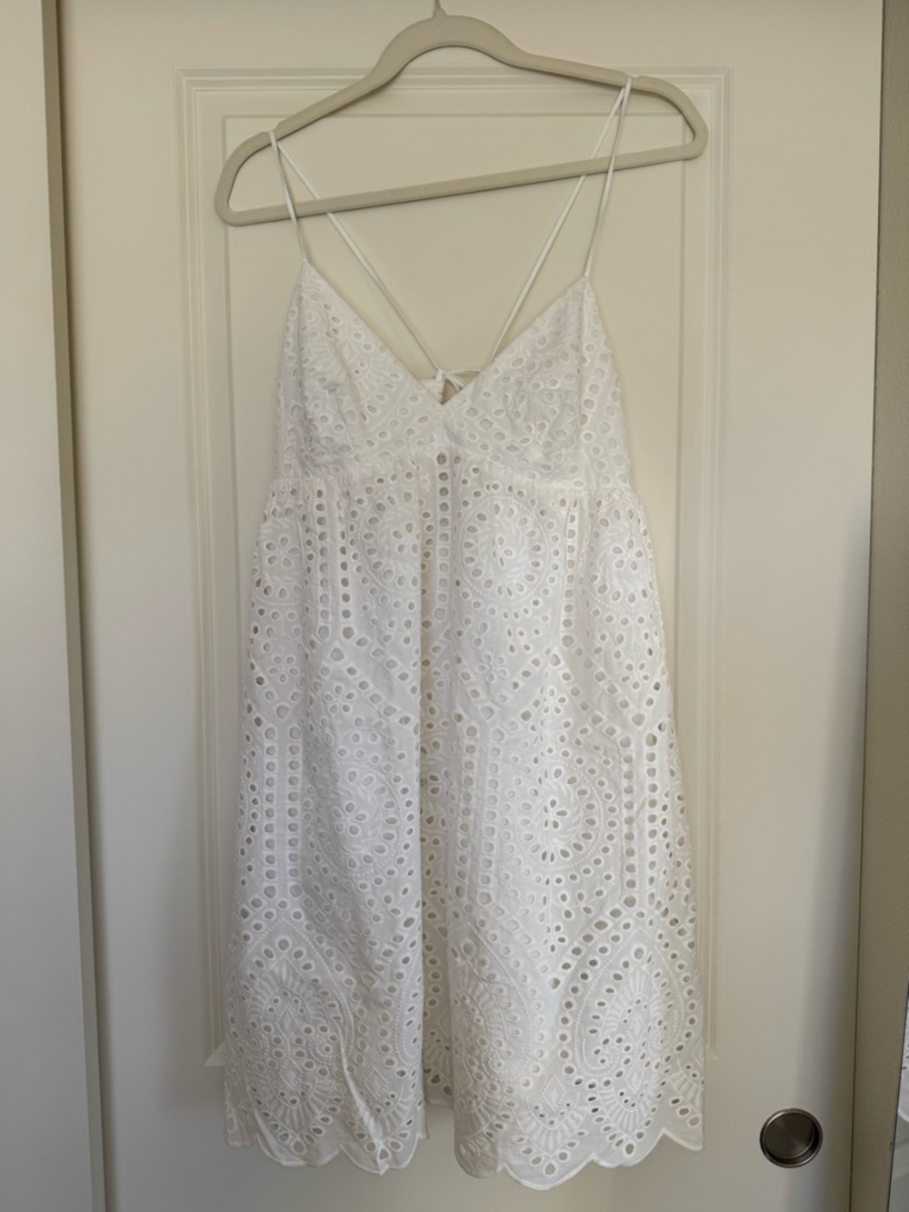 NWT H&M White Eyelet V-Neck Spaghetti Strap Midi Dress